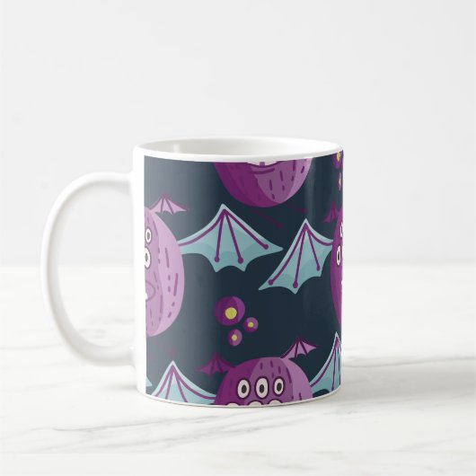 Monster-Fledermäuse: Niedlicher Cartoon Vintag Kaffeetasse (Links)
