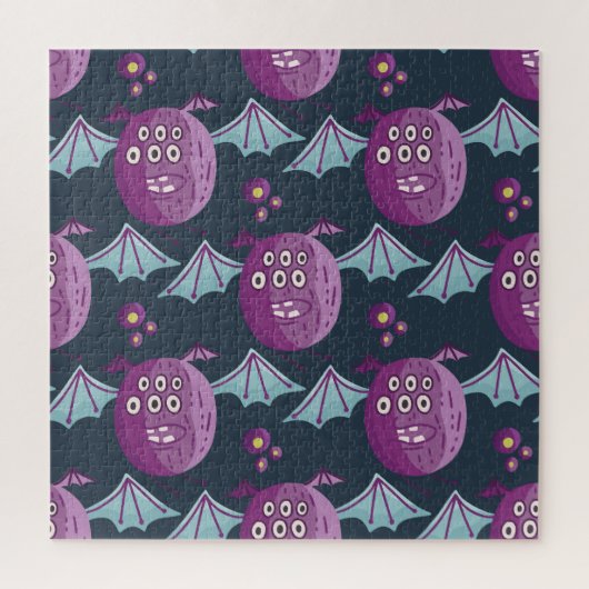 Monster-Fledermäuse: Niedlicher Cartoon Vintag Puzzle (Vertikal)