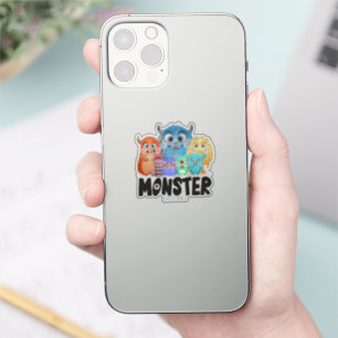Monster Friends 2"x 2"- Glossy Transparent Aufkleber