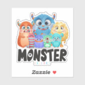 Monster Friends | 4"x 4"- glänzend transparent Aufkleber (Blatt)
