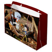 Monster Fubby op schommel. Große Geschenktüte (Rückseite Schrägansicht)