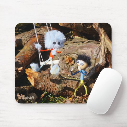 Monster Fubby op schommel. Mousepad (Mit Mouse)
