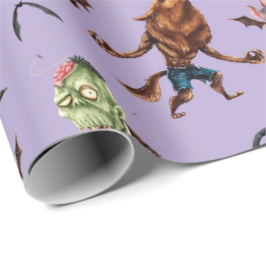 Monster Full Halloween Geschenkpapier (Rolleneckpunkt)
