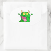 Monster Funny Comic Zeichnend Cartoon Niedlich Hap Ovaler Aufkleber (Tasche)
