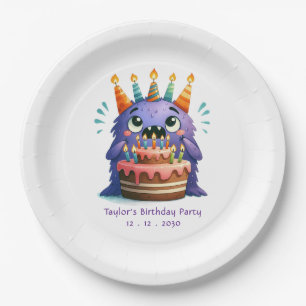 Monster Geburtstag Benutzerdefinierter Name Pappteller