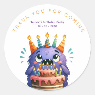 Monster Geburtstag Danke fürs Kommen Runder Aufkleber