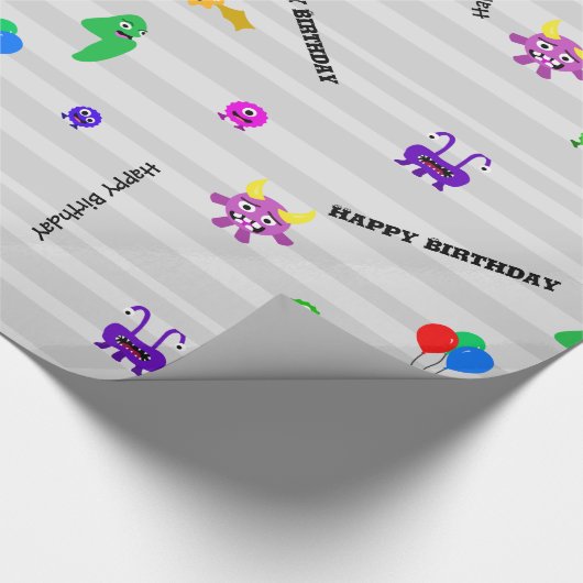 Monster-Geburtstags-Packpapier Geschenkpapier (Ecke)