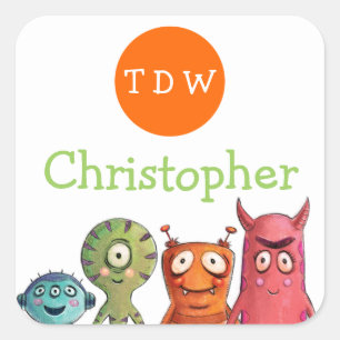 Monster-Geburtstags-Party-mit Monogramm Aufkleber