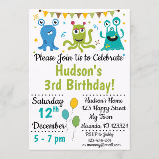 Monster-Geburtstagseinladung Einladung