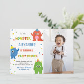 Monster Geburtstagseinladungen mit Foto Einladung (Stehend Vorderseite)