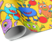 Monster-gelbe lila rote blaue orange geschenkpapier (Rolleneckpunkt)