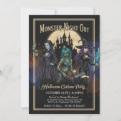 Monster Girls Night Out Fun Halloween-Party Einladung (Vorderseite)