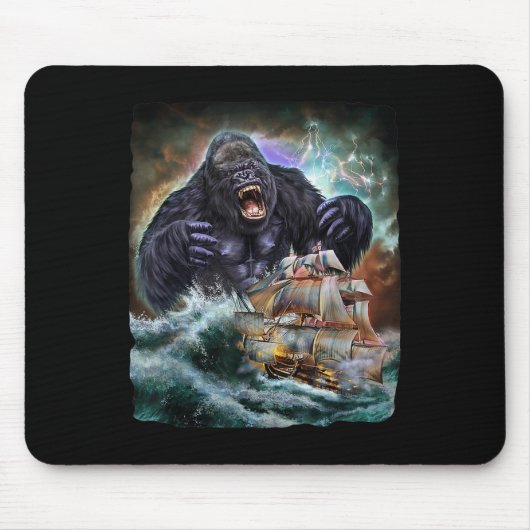 Monster Gorilla als Kraken angreifen ein Kriegssch Mousepad (Vorne)