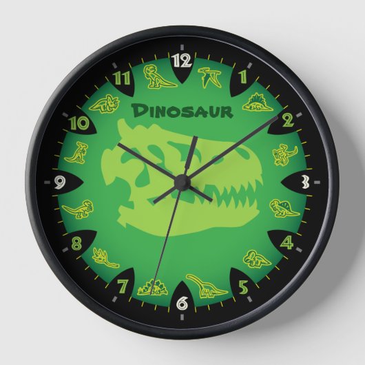 Monster Green Dinosaurier Wall Clock Uhr (Vorderseite)