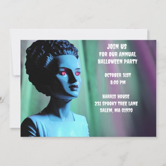 Monster Green und Lila Braut Frankensteins Einladung (Vorderseite)