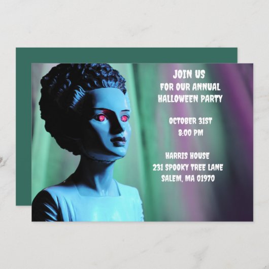 Monster Green und Lila Braut Frankensteins Einladung (Vorne/Hinten)