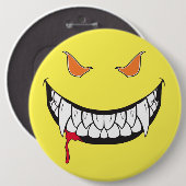 Monster Grin Happy Face Yellow Round Button (Vorne & Hinten)