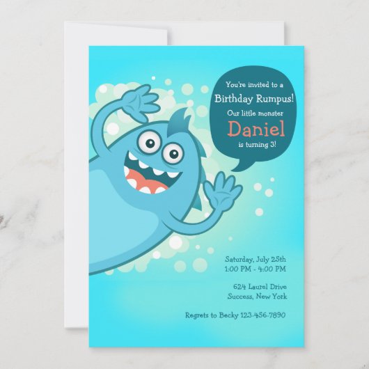 Monster Hallo Einladung (Vorderseite)