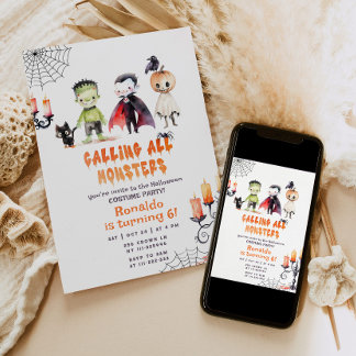Monster Halloween Costume Party Geburtstag Einladung