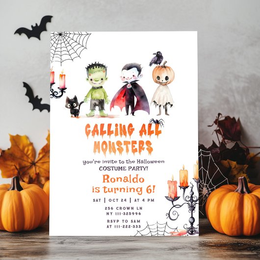 Monster Halloween Costume Party Geburtstag Einladung