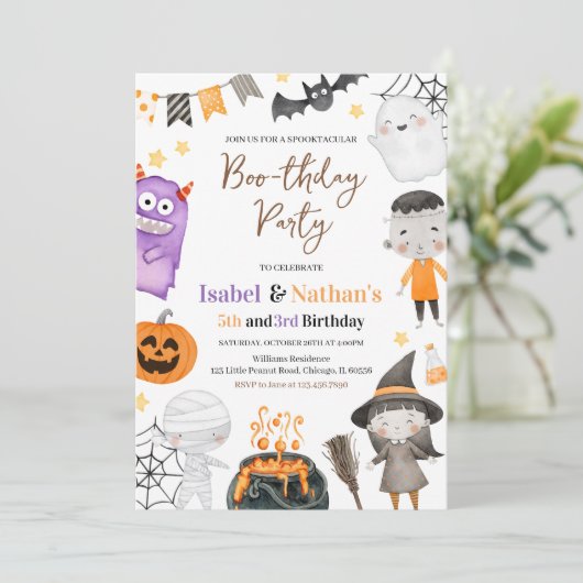 Monster Halloween Einladung (Stehend Vorderseite)