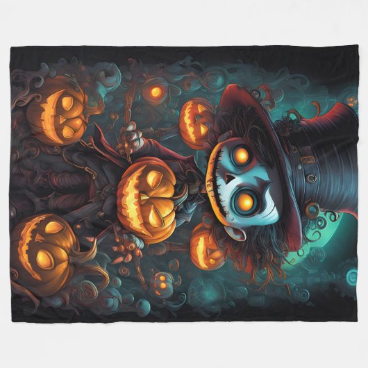 Monster Halloween Fleecedecke (Vorderseite (Horizontal))
