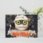 Monster Halloween Kindergeburtstag Karte (Stehend Vorderseite)