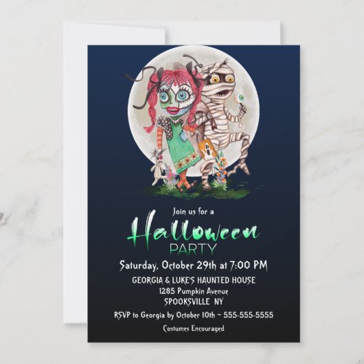 Monster-Halloween-Party Einladung (Vorderseite)