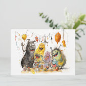 Monster! Halloween-Party Einladung (Stehend Vorderseite)