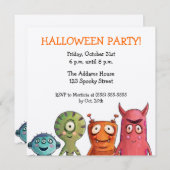 Monster-Halloween-Party-Einladungen Einladung (Vorne/Hinten)