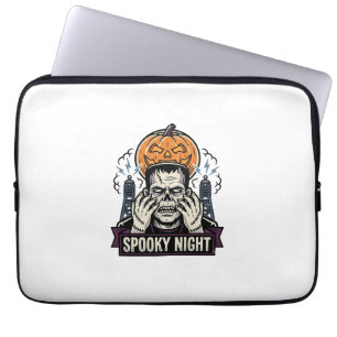 Monster-Halloween-Shirt mit Pumpkin-Moon-Gravur Laptopschutzhülle