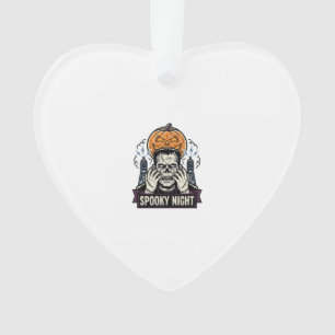 Monster-Halloween-Shirt mit Pumpkin-Moon-Gravur Ornament