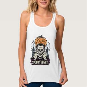 Monster-Halloween-Shirt mit Pumpkin-Moon-Gravur Tank Top