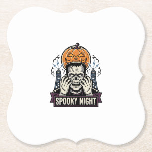 Monster-Halloween-Shirt mit Pumpkin-Moon-Gravur Untersetzer
