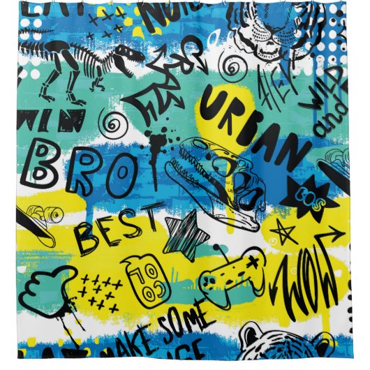 Monster Hand Drawing Kids Pattern Duschvorhang (Vorderseite)