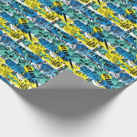 Monster Hand Drawing Kids Pattern Geschenkpapier (Ecke)