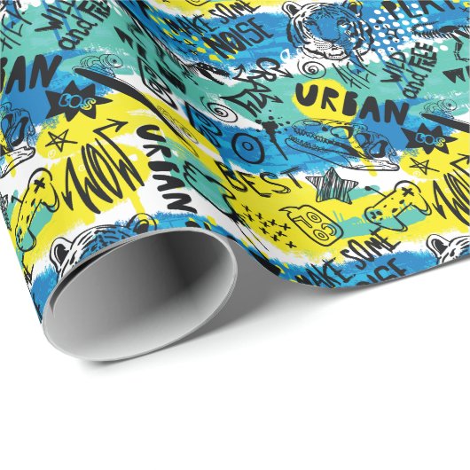 Monster Hand Drawing Kids Pattern Geschenkpapier (Rolleneckpunkt)