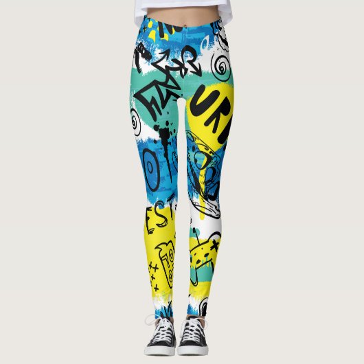 Monster Hand Drawing Kids Pattern Leggings (Vorderseite)