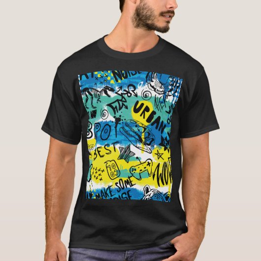 Monster Hand Drawing Kids Pattern T-Shirt (Vorderseite)