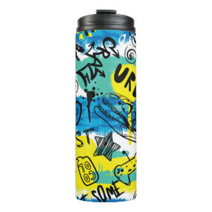 Monster Hand Drawing Kids Pattern Thermosbecher