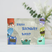 Monster Happy Birthday Kind Grußkarte Karte (Stehend Vorderseite)