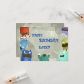 Monster Happy Birthday Kind Grußkarte Karte (Vorderseite/Rückseite Beispiel)