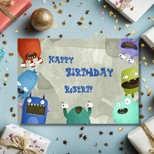 Monster Happy Birthday Kind Grußkarte Karte