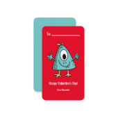 Monster Happy Valentine's Day School Mitteilungskarte (Vorderseite/Rückseite Beispiel)