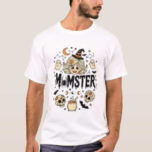 Monster-Hexen-Mädchen Zucker-Schädel-Kessel T-Shirt