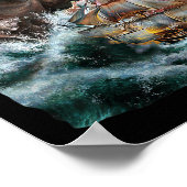 Monster Hippo als Kraken Angriff auf ein Kriegssch Poster (Ecke)