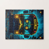 Monster-Horror-Bus blau gelb Puzzle (Horizontal)