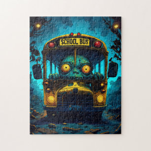 Monster-Horror-Bus blau gelb Puzzle
