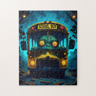 Monster-Horror-Bus blau gelb Puzzle