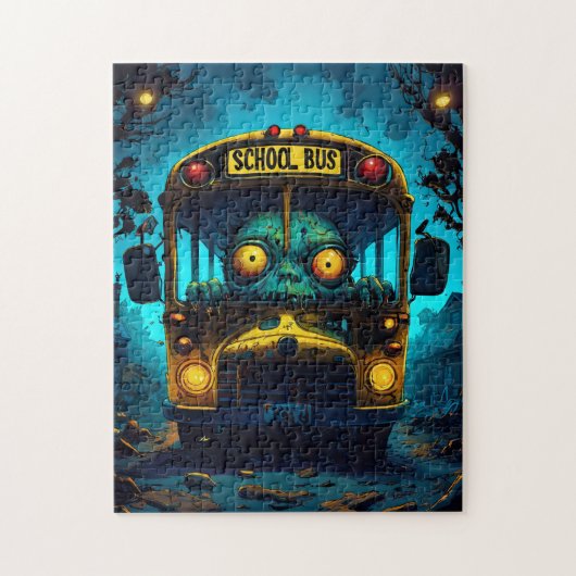Monster-Horror-Bus blau gelb Puzzle (Vertikal)